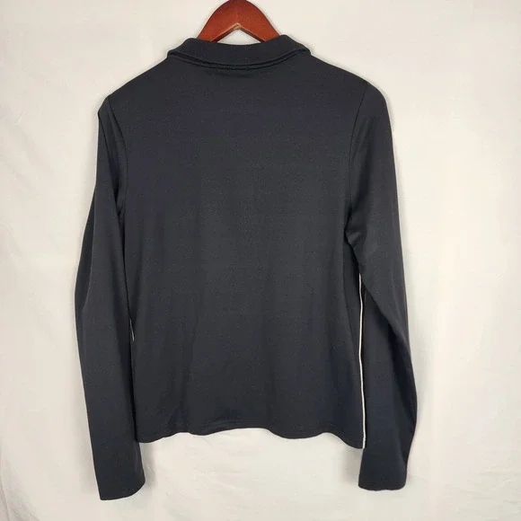 Aquascutum Black Quarter Zip‎ Long Sleeve Pullover Top Women's Size Large - Picture 2 of 7